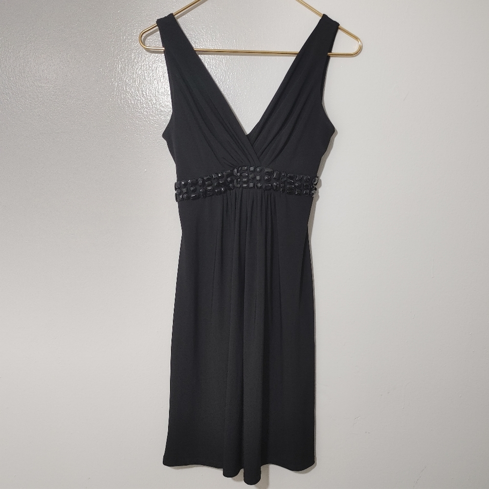 Studio Y Vintage Y2K LBD V-Neck Sleeveless Empire Waist Mini Dress Sz Small